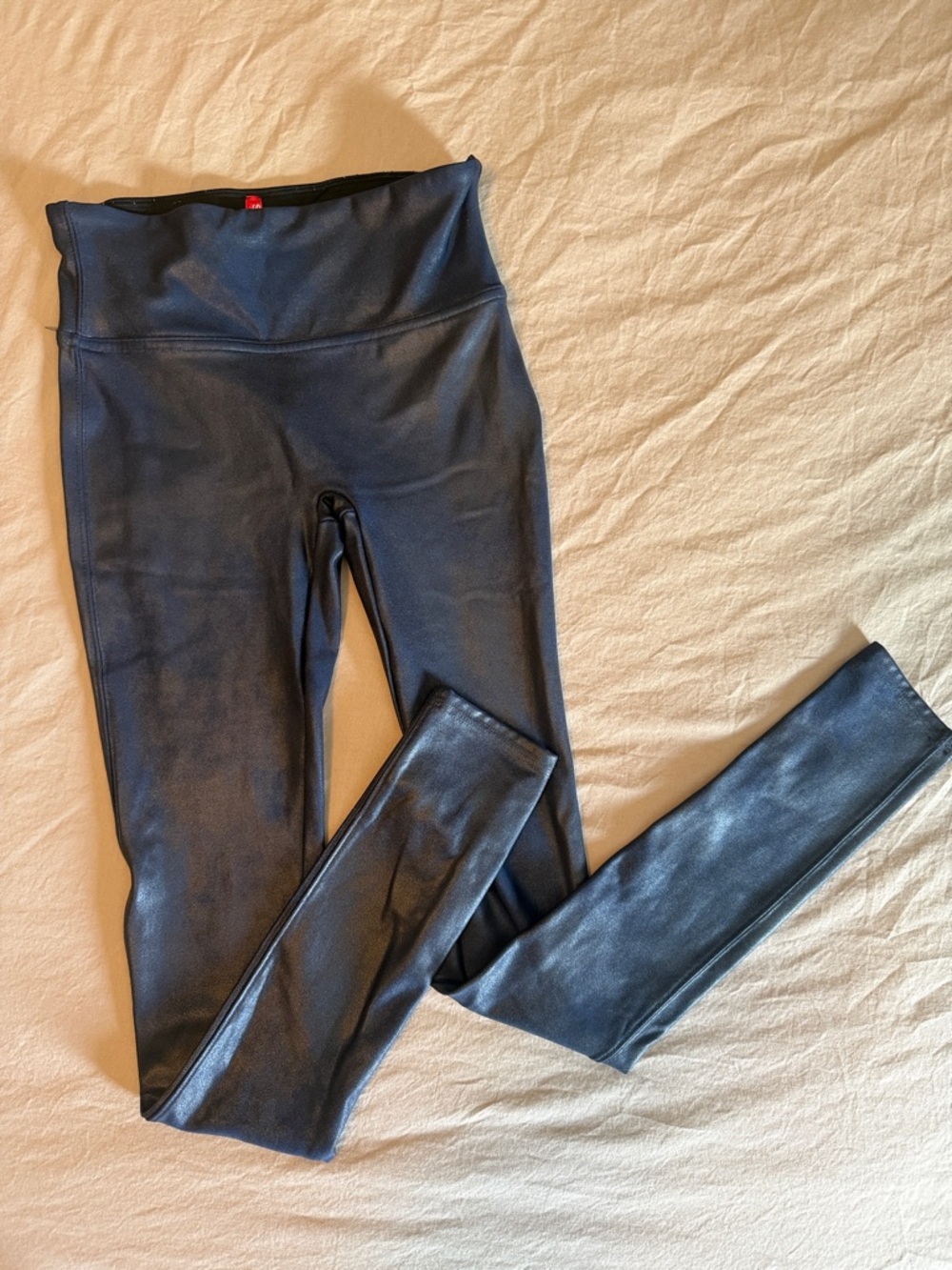 SPANX Faux Leather Leggings in shiny blue